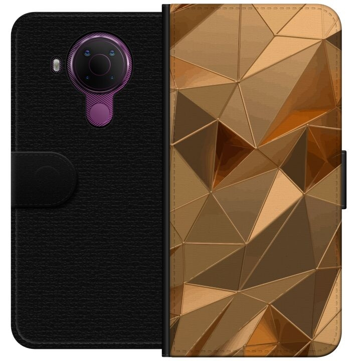 Plånboksfodral till Nokia 5.4 med 3D Guld motiv i gruppen SMARTPHONE & SURFPLATTOR / Mobilskydd / Nokia/Microsoft hos TP E-commerce Nordic AB (A55769)