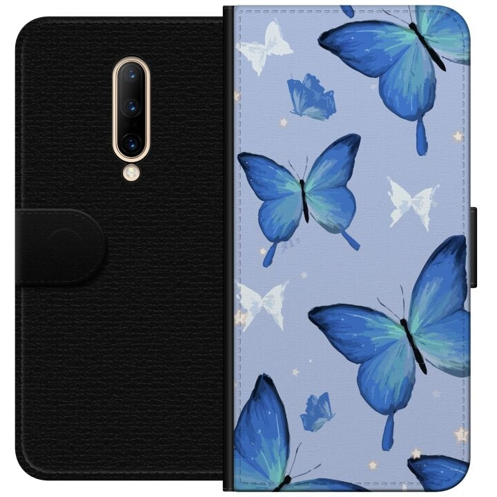 Plånboksfodral till OnePlus 7 Pro med Blå fjärillar motiv i gruppen SMARTPHONE & SURFPLATTOR / Mobilskydd / OnePlus hos TP E-commerce Nordic AB (A56652)