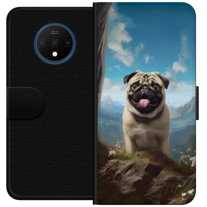 Plånboksfodral till OnePlus 7T med Glad Hund motiv i gruppen SMARTPHONE & SURFPLATTOR / Mobilskydd / OnePlus hos TP E-commerce Nordic AB (A56708)