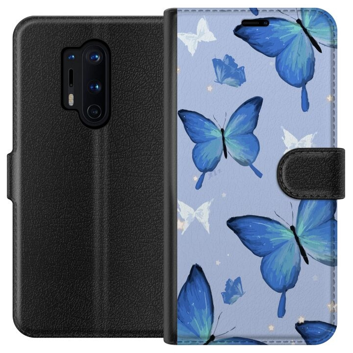 Plånboksfodral till OnePlus 8 Pro med Blå fjärillar motiv i gruppen SMARTPHONE & SURFPLATTOR / Mobilskydd / OnePlus hos TP E-commerce Nordic AB (A56868)