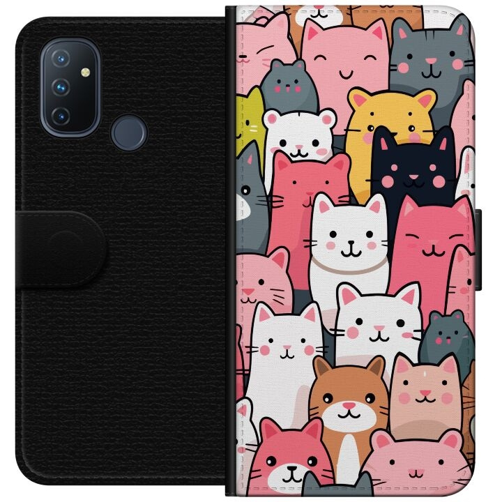 Plånboksfodral till OnePlus Nord N100 med Kattmönster motiv i gruppen SMARTPHONE & SURFPLATTOR / Mobilskydd / OnePlus hos TP E-commerce Nordic AB (A57265)