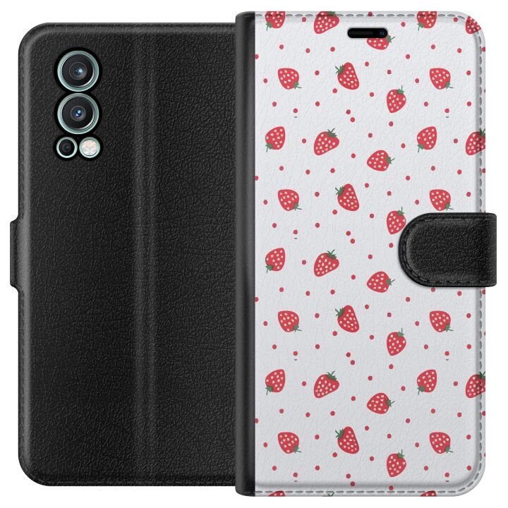 Plånboksfodral till OnePlus Nord 2 5G med Jordgubbar motiv i gruppen SMARTPHONE & SURFPLATTOR / Mobilskydd / OnePlus hos TP E-commerce Nordic AB (A57328)
