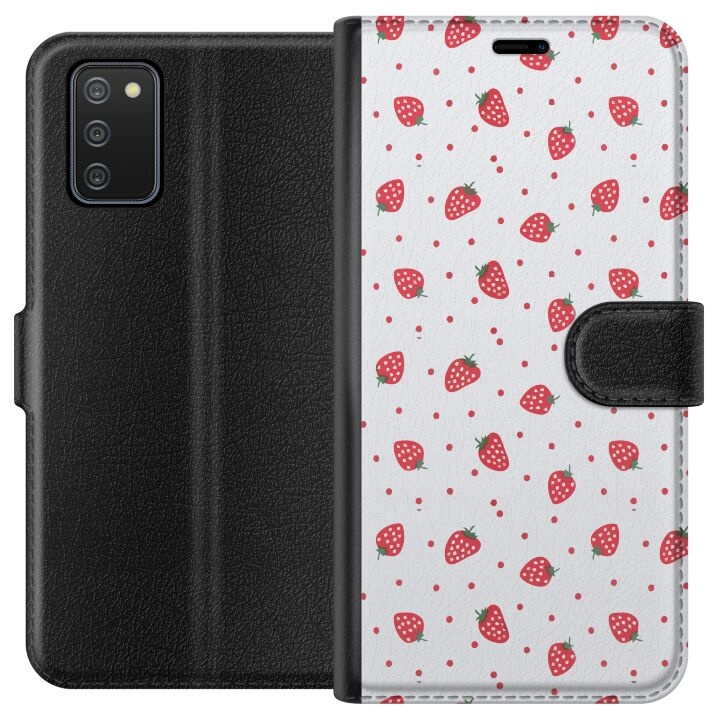 Plånboksfodral till Samsung Galaxy A02s med Jordgubbar motiv i gruppen SMARTPHONE & SURFPLATTOR / Mobilskydd / Samsung hos TP E-commerce Nordic AB (A58165)