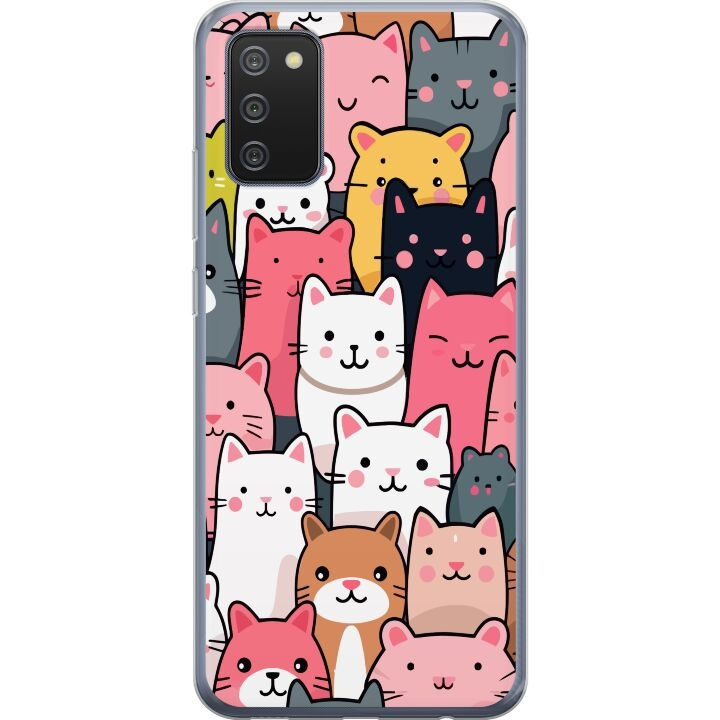 Mobilskal till Samsung Galaxy A02s med Kattmönster motiv i gruppen SMARTPHONE & SURFPLATTOR / Mobilskydd / Samsung hos TP E-commerce Nordic AB (A58183)