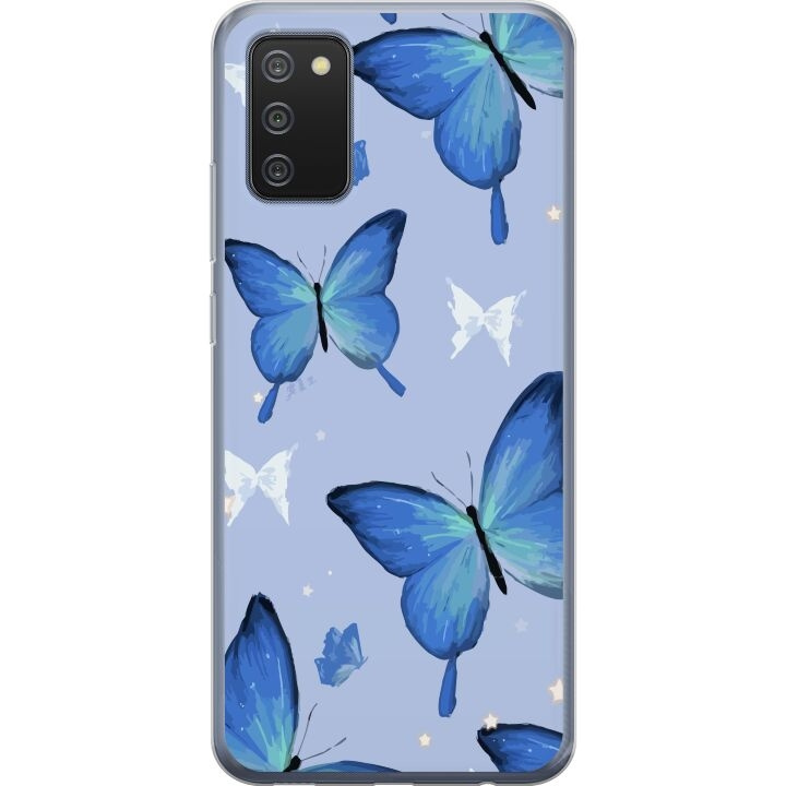 Mobilskal till Samsung Galaxy A02s med Blå fjärillar motiv i gruppen SMARTPHONE & SURFPLATTOR / Mobilskydd / Samsung hos TP E-commerce Nordic AB (A58191)