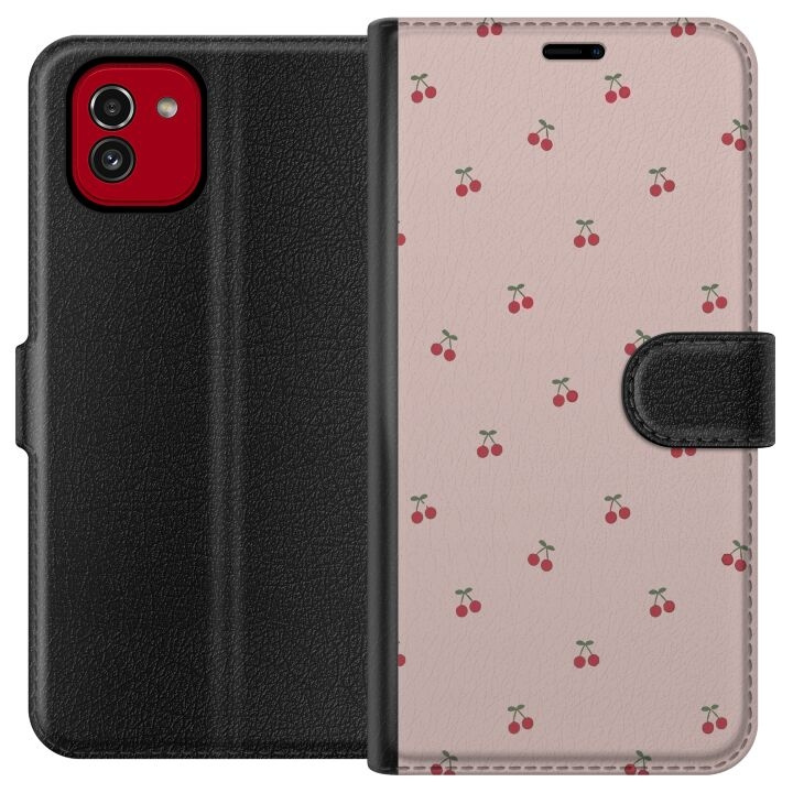 Plånboksfodral till Samsung Galaxy A03 med Körsbär motiv i gruppen SMARTPHONE & SURFPLATTOR / Mobilskydd / Samsung hos TP E-commerce Nordic AB (A58209)