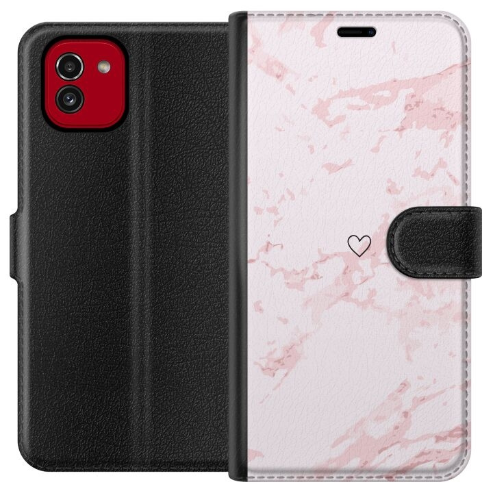 Plånboksfodral till Samsung Galaxy A03 med Rosa Hjärta motiv i gruppen SMARTPHONE & SURFPLATTOR / Mobilskydd / Samsung hos TP E-commerce Nordic AB (A58225)