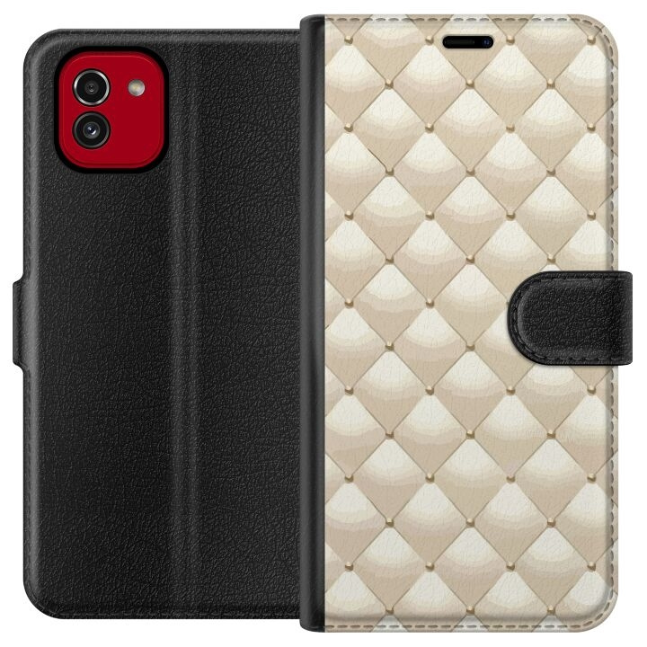 Plånboksfodral till Samsung Galaxy A03 med Guldglans motiv i gruppen SMARTPHONE & SURFPLATTOR / Mobilskydd / Samsung hos TP E-commerce Nordic AB (A58228)