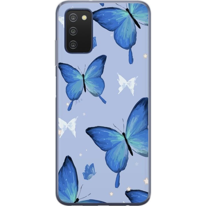 Mobilskal till Samsung Galaxy A03s med Blå fjärillar motiv i gruppen SMARTPHONE & SURFPLATTOR / Mobilskydd / Samsung hos TP E-commerce Nordic AB (A58299)
