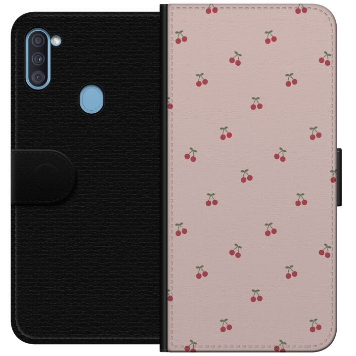 Plånboksfodral till Samsung Galaxy A11 med Körsbär motiv i gruppen SMARTPHONE & SURFPLATTOR / Mobilskydd / Samsung hos TP E-commerce Nordic AB (A58533)