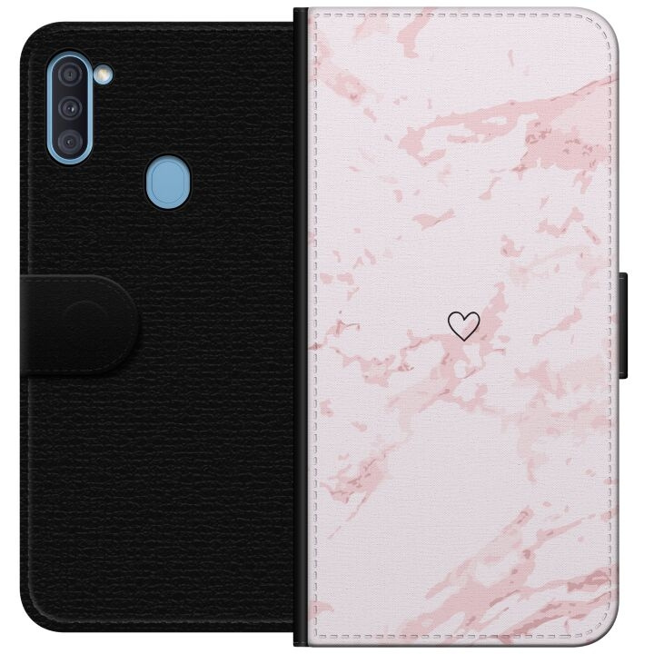 Plånboksfodral till Samsung Galaxy A11 med Rosa Hjärta motiv i gruppen SMARTPHONE & SURFPLATTOR / Mobilskydd / Samsung hos TP E-commerce Nordic AB (A58549)