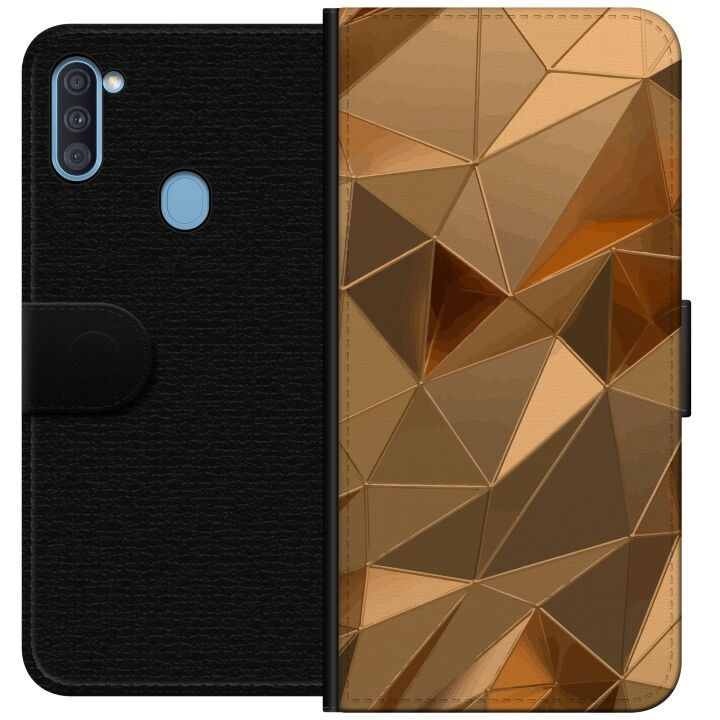 Plånboksfodral till Samsung Galaxy A11 med 3D Guld motiv i gruppen SMARTPHONE & SURFPLATTOR / Mobilskydd / Samsung hos TP E-commerce Nordic AB (A58550)