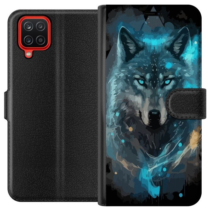 Plånboksfodral till Samsung Galaxy A12 med Varg motiv i gruppen SMARTPHONE & SURFPLATTOR / Mobilskydd / Samsung hos TP E-commerce Nordic AB (A58585)
