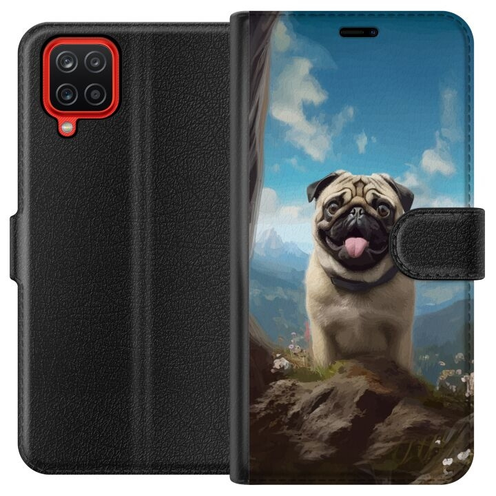 Plånboksfodral till Samsung Galaxy A12 med Glad Hund motiv i gruppen SMARTPHONE & SURFPLATTOR / Mobilskydd / Samsung hos TP E-commerce Nordic AB (A58598)