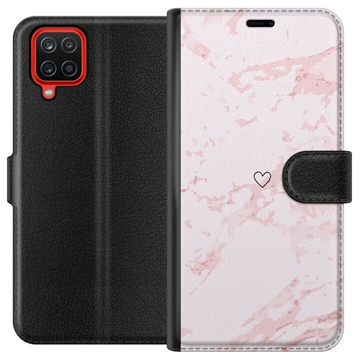 Plånboksfodral till Samsung Galaxy A12 med Rosa Hjärta motiv i gruppen SMARTPHONE & SURFPLATTOR / Mobilskydd / Samsung hos TP E-commerce Nordic AB (A58603)