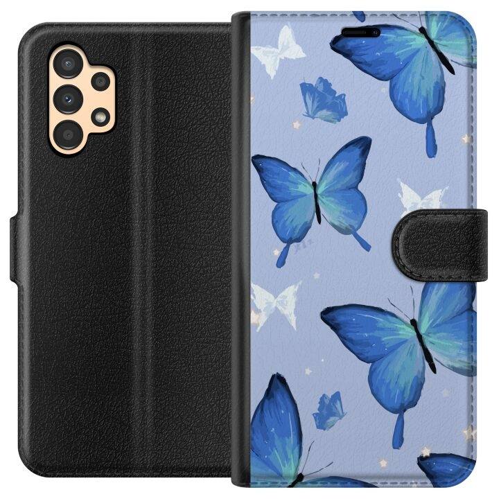 Plånboksfodral till Samsung Galaxy A13 med Blå fjärillar motiv i gruppen SMARTPHONE & SURFPLATTOR / Mobilskydd / Samsung hos TP E-commerce Nordic AB (A58650)