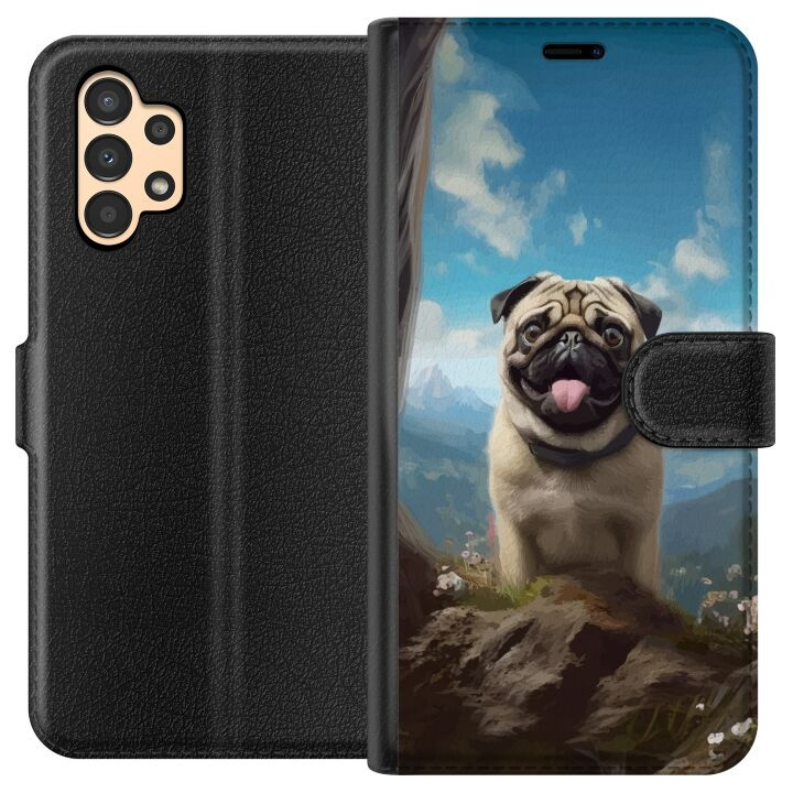 Plånboksfodral till Samsung Galaxy A13 med Glad Hund motiv i gruppen SMARTPHONE & SURFPLATTOR / Mobilskydd / Samsung hos TP E-commerce Nordic AB (A58652)