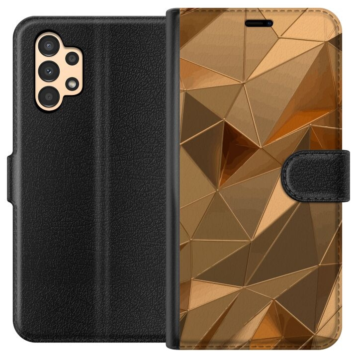 Plånboksfodral till Samsung Galaxy A13 med 3D Guld motiv i gruppen SMARTPHONE & SURFPLATTOR / Mobilskydd / Samsung hos TP E-commerce Nordic AB (A58658)
