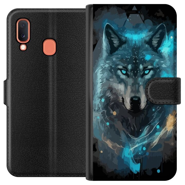 Plånboksfodral till Samsung Galaxy A20e med Varg motiv i gruppen SMARTPHONE & SURFPLATTOR / Mobilskydd / Samsung hos TP E-commerce Nordic AB (A58801)