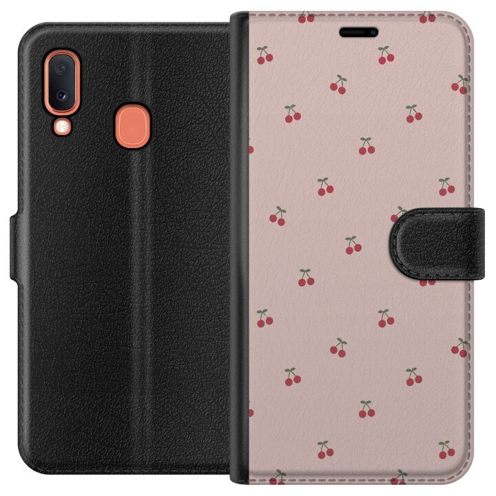 Plånboksfodral till Samsung Galaxy A20e med Körsbär motiv i gruppen SMARTPHONE & SURFPLATTOR / Mobilskydd / Samsung hos TP E-commerce Nordic AB (A58803)