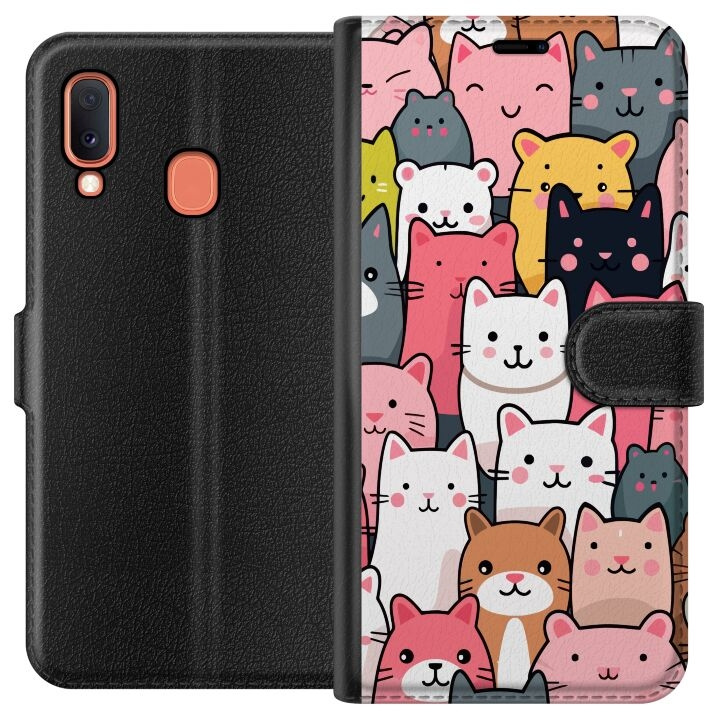 Plånboksfodral till Samsung Galaxy A20e med Kattmönster motiv i gruppen SMARTPHONE & SURFPLATTOR / Mobilskydd / Samsung hos TP E-commerce Nordic AB (A58804)