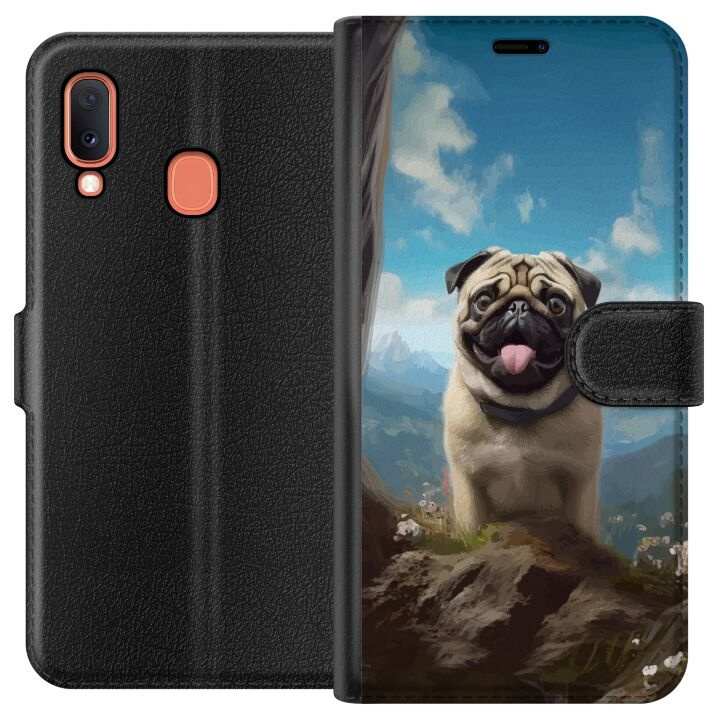 Plånboksfodral till Samsung Galaxy A20e med Glad Hund motiv i gruppen SMARTPHONE & SURFPLATTOR / Mobilskydd / Samsung hos TP E-commerce Nordic AB (A58814)