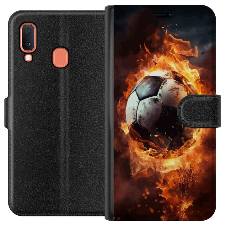 Plånboksfodral till Samsung Galaxy A20e med Fotboll motiv i gruppen SMARTPHONE & SURFPLATTOR / Mobilskydd / Samsung hos TP E-commerce Nordic AB (A58817)