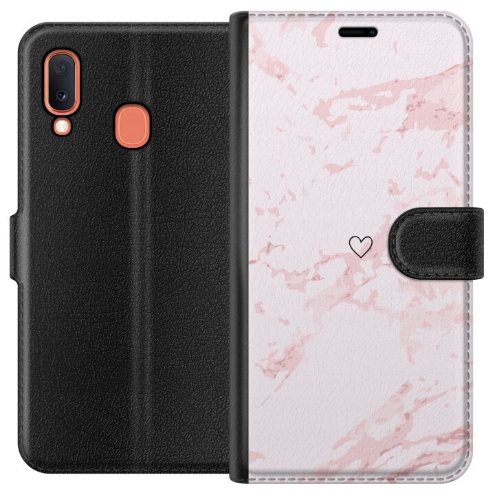 Plånboksfodral till Samsung Galaxy A20e med Rosa Hjärta motiv i gruppen SMARTPHONE & SURFPLATTOR / Mobilskydd / Samsung hos TP E-commerce Nordic AB (A58819)