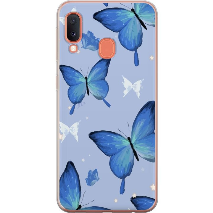 Mobilskal till Samsung Galaxy A20e med Blå fjärillar motiv i gruppen SMARTPHONE & SURFPLATTOR / Mobilskydd / Samsung hos TP E-commerce Nordic AB (A58839)