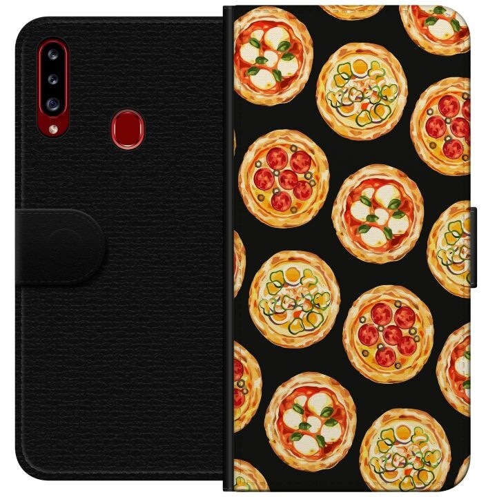 Plånboksfodral till Samsung Galaxy A20s med Pizza motiv i gruppen SMARTPHONE & SURFPLATTOR / Mobilskydd / Samsung hos TP E-commerce Nordic AB (A58863)