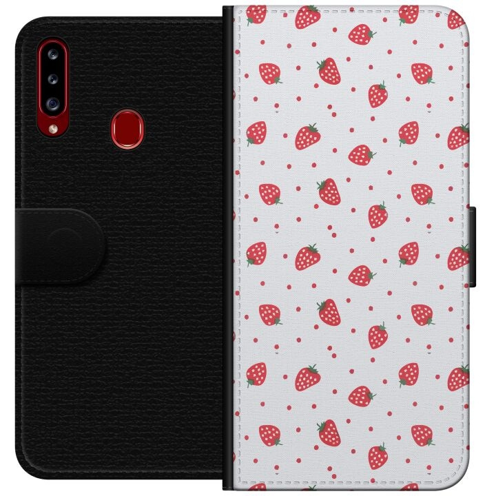 Plånboksfodral till Samsung Galaxy A20s med Jordgubbar motiv i gruppen SMARTPHONE & SURFPLATTOR / Mobilskydd / Samsung hos TP E-commerce Nordic AB (A58867)