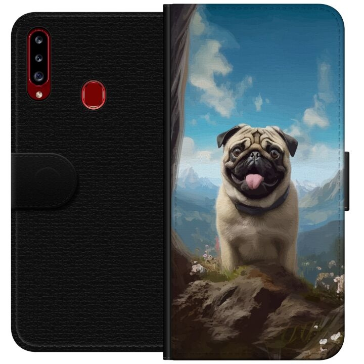 Plånboksfodral till Samsung Galaxy A20s med Glad Hund motiv i gruppen SMARTPHONE & SURFPLATTOR / Mobilskydd / Samsung hos TP E-commerce Nordic AB (A58868)
