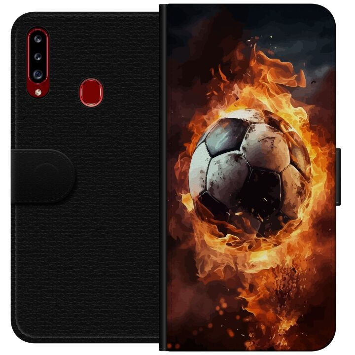 Plånboksfodral till Samsung Galaxy A20s med Fotboll motiv i gruppen SMARTPHONE & SURFPLATTOR / Mobilskydd / Samsung hos TP E-commerce Nordic AB (A58871)