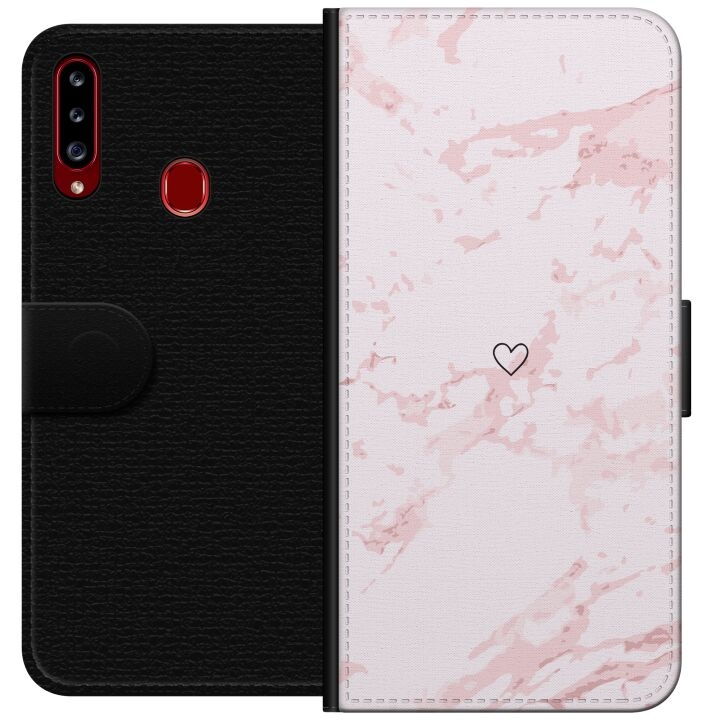 Plånboksfodral till Samsung Galaxy A20s med Rosa Hjärta motiv i gruppen SMARTPHONE & SURFPLATTOR / Mobilskydd / Samsung hos TP E-commerce Nordic AB (A58873)