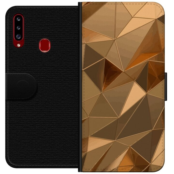 Plånboksfodral till Samsung Galaxy A20s med 3D Guld motiv i gruppen SMARTPHONE & SURFPLATTOR / Mobilskydd / Samsung hos TP E-commerce Nordic AB (A58874)