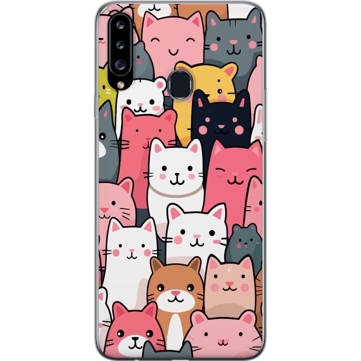 Mobilskal till Samsung Galaxy A20s med Kattmönster motiv i gruppen SMARTPHONE & SURFPLATTOR / Mobilskydd / Samsung hos TP E-commerce Nordic AB (A58885)