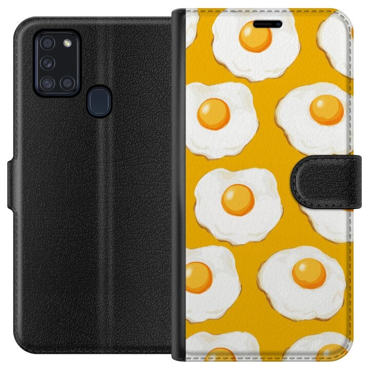 Plånboksfodral till Samsung Galaxy A21s med Stekt ägg motiv i gruppen SMARTPHONE & SURFPLATTOR / Mobilskydd / Samsung hos TP E-commerce Nordic AB (A58906)