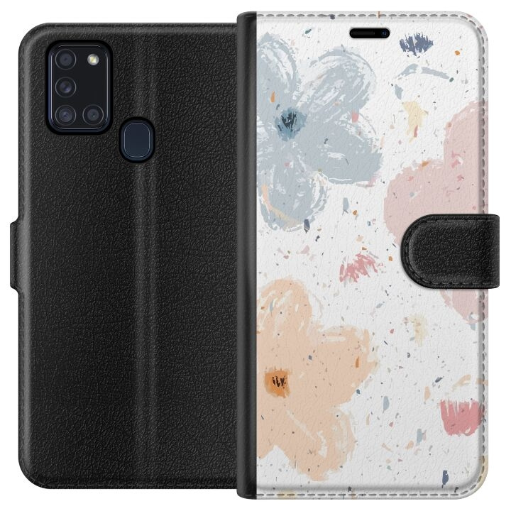 Plånboksfodral till Samsung Galaxy A21s med Blommor motiv i gruppen SMARTPHONE & SURFPLATTOR / Mobilskydd / Samsung hos TP E-commerce Nordic AB (A58916)