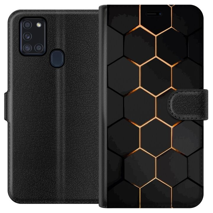 Plånboksfodral till Samsung Galaxy A21s med Lyxigt Mönster motiv i gruppen SMARTPHONE & SURFPLATTOR / Mobilskydd / Samsung hos TP E-commerce Nordic AB (A58929)