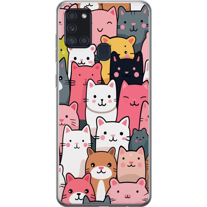 Mobilskal till Samsung Galaxy A21s med Kattmönster motiv i gruppen SMARTPHONE & SURFPLATTOR / Mobilskydd / Samsung hos TP E-commerce Nordic AB (A58939)