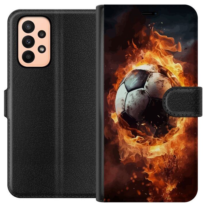 Plånboksfodral till Samsung Galaxy A23 med Fotboll motiv i gruppen SMARTPHONE & SURFPLATTOR / Mobilskydd / Samsung hos TP E-commerce Nordic AB (A59033)