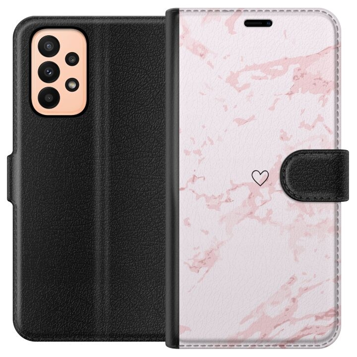 Plånboksfodral till Samsung Galaxy A23 med Rosa Hjärta motiv i gruppen SMARTPHONE & SURFPLATTOR / Mobilskydd / Samsung hos TP E-commerce Nordic AB (A59035)