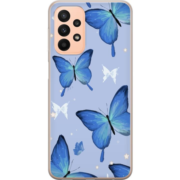 Mobilskal till Samsung Galaxy A23 5G med Blå fjärillar motiv i gruppen SMARTPHONE & SURFPLATTOR / Mobilskydd / Samsung hos TP E-commerce Nordic AB (A59082)