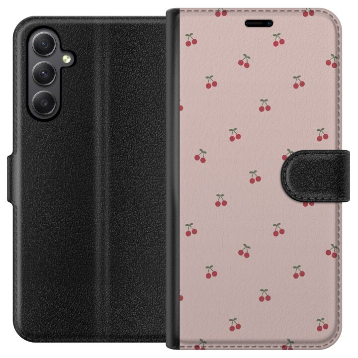 Plånboksfodral till Samsung Galaxy A24 4G med Körsbär motiv i gruppen SMARTPHONE & SURFPLATTOR / Mobilskydd / Samsung hos TP E-commerce Nordic AB (A59100)