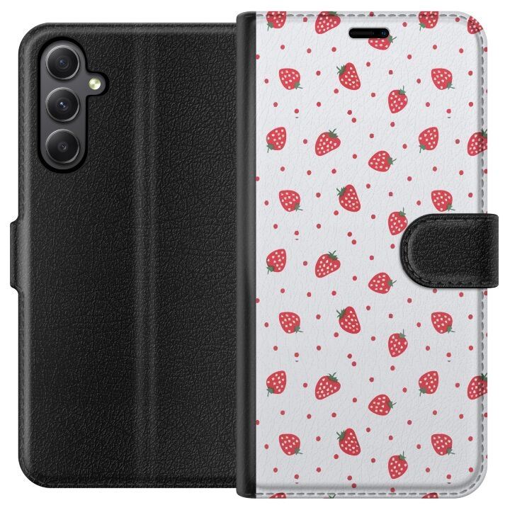 Plånboksfodral till Samsung Galaxy A24 4G med Jordgubbar motiv i gruppen SMARTPHONE & SURFPLATTOR / Mobilskydd / Samsung hos TP E-commerce Nordic AB (A59110)