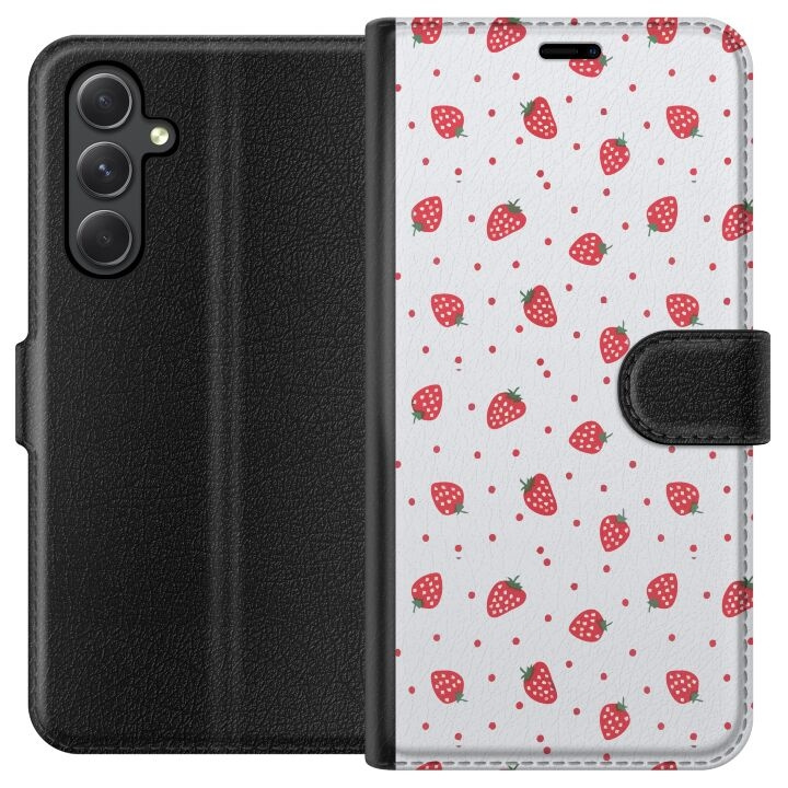 Plånboksfodral till Samsung Galaxy A25 med Jordgubbar motiv i gruppen SMARTPHONE & SURFPLATTOR / Mobilskydd / Samsung hos TP E-commerce Nordic AB (A59164)