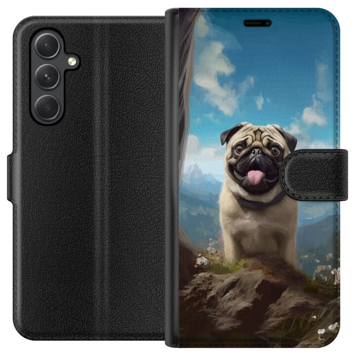 Plånboksfodral till Samsung Galaxy A25 med Glad Hund motiv i gruppen SMARTPHONE & SURFPLATTOR / Mobilskydd / Samsung hos TP E-commerce Nordic AB (A59165)