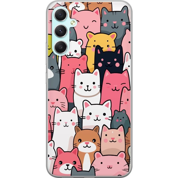 Mobilskal till Samsung Galaxy A34 med Kattmönster motiv i gruppen SMARTPHONE & SURFPLATTOR / Mobilskydd / Samsung hos TP E-commerce Nordic AB (A59344)