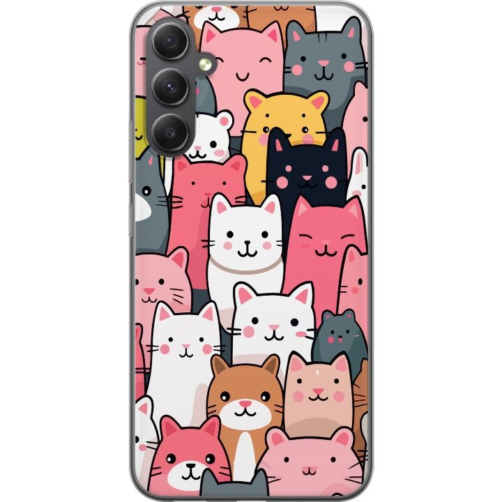 Mobilskal till Samsung Galaxy A35 med Kattmönster motiv i gruppen SMARTPHONE & SURFPLATTOR / Mobilskydd / Samsung hos TP E-commerce Nordic AB (A59398)