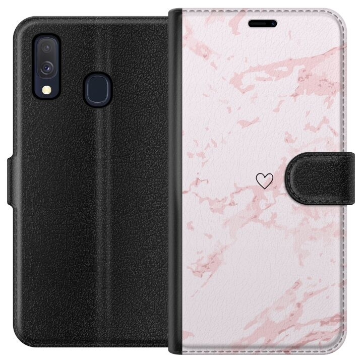 Plånboksfodral till Samsung Galaxy A40 med Rosa Hjärta motiv i gruppen SMARTPHONE & SURFPLATTOR / Mobilskydd / Samsung hos TP E-commerce Nordic AB (A59467)